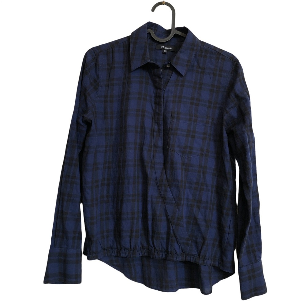 Madewell royal blue plaid button down pullover shirt‎